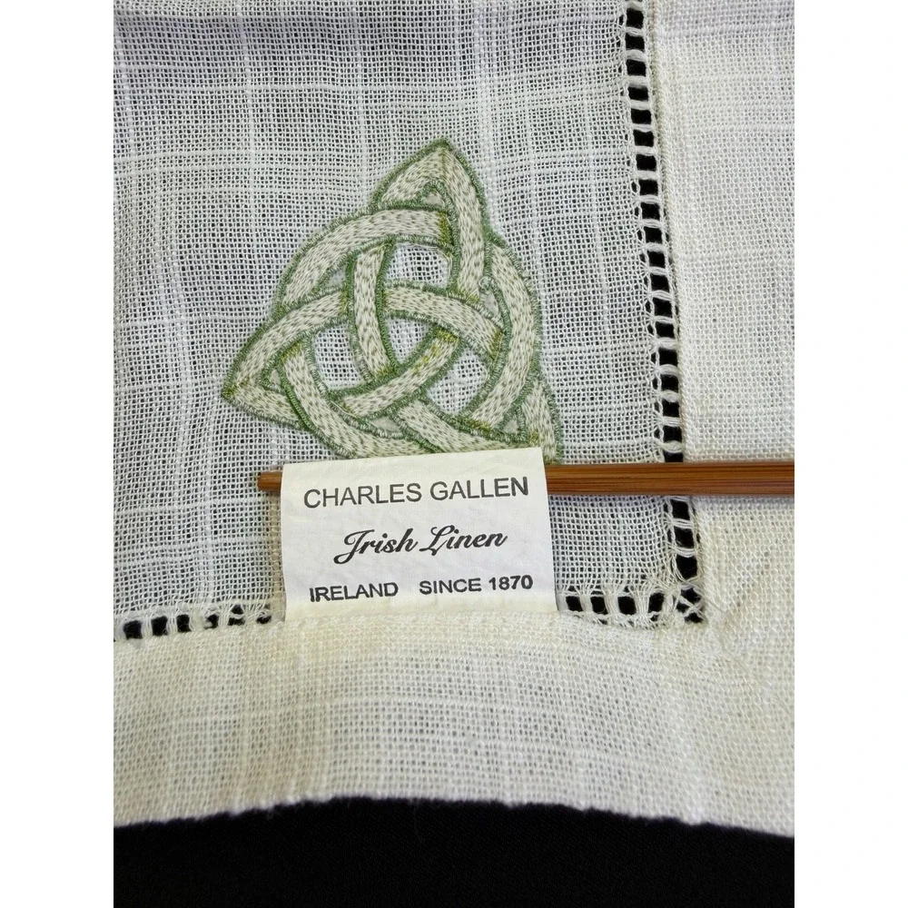 Charles Gallen Irish Linen Textile Trinity Knot Table Runner 12X70 Made Ireland